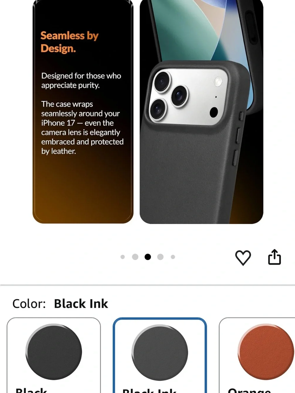 Black Leatherette iPhone 17 Pro Case